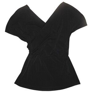 By Malene Birger Top Blouse Shirt Satin Black Sleeveless Wrap Women's Medium